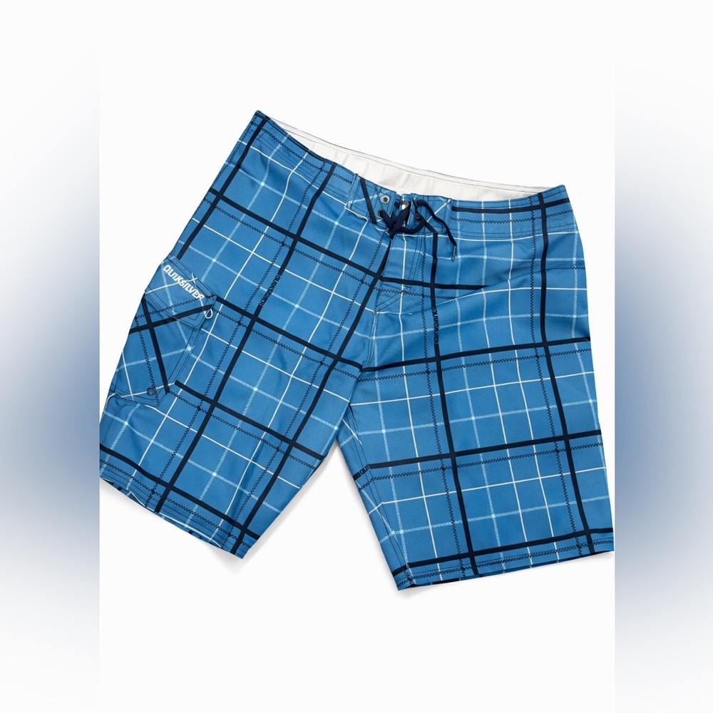 Quiksilver Blue Plaid Swim Trunks